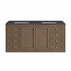 James Martin Vanities Chicago 60in Double Vanity, Whitewashed Walnut w/ 3 CM Charcoal Soapstone Quartz Top 305-V60D-WWW-3CSP